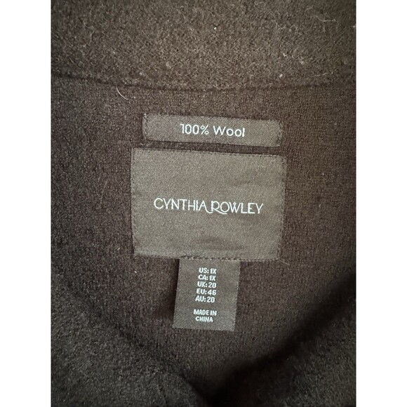 Cynthia Rowley 100% Wool Black Sweater Coat Women’s 1X Cocoon Jacket - Picture 3 of 3